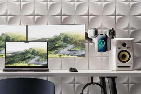 Floating Monitor-Mounted Tech Docks