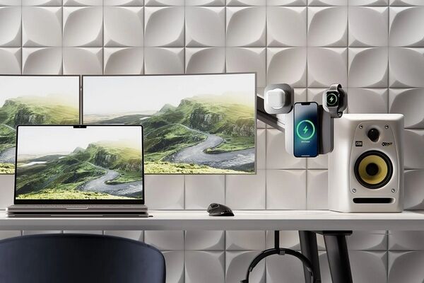 Floating Monitor-Mounted Tech Docks