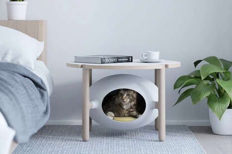 Cat Bed-Equipped Side Tables