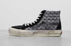 Distressed Star-Motif Skate Sneakers