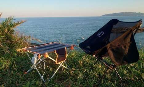 Folding Solar-Equipped Camping Tables