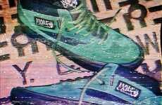 Faux Green-Croc Skate Sneakers
