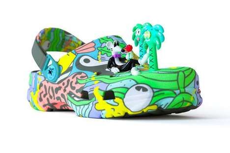 Vibrant Psychedelic Print Clogs