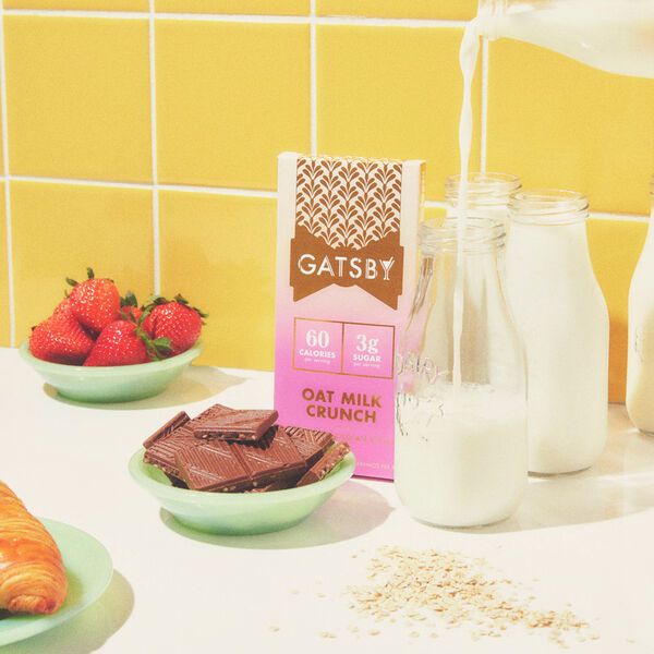 GATSBY Chocolate 🍫 on Instagram: GATSBY Chocolate Oat Milk Crunch is  pretty in pink and delivers an indulgent-filled crunch with every bite of  this dairy-free delight 🤤