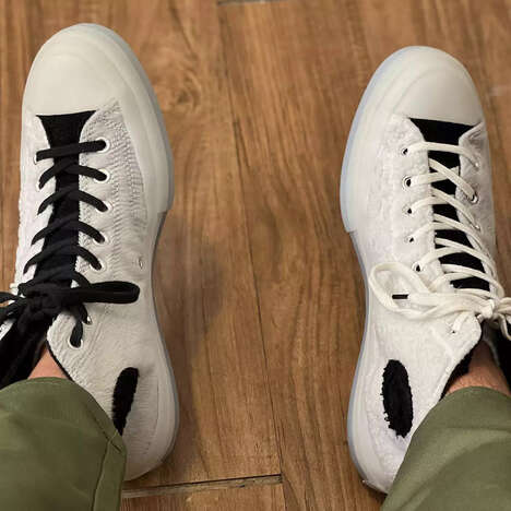 Fuzzy Textile High-Top Sneakers