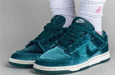 Green Velvet Textural Sneakers