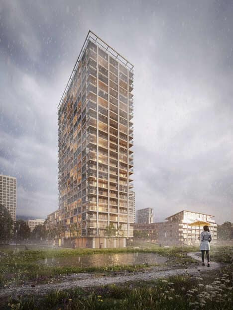 Wood-Clad Relaxing Housing Blocks