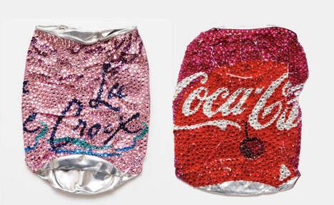 Crystal-Adorned Crushed Cans