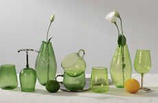 Wabi-Sabi-Informed Green Glassware