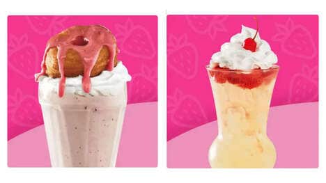 Donut-Topped Strawberry Milkshakes