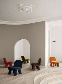 Colorful Upholstered Rounded Chairs Image 1