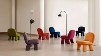 Colorful Upholstered Rounded Chairs Image 2