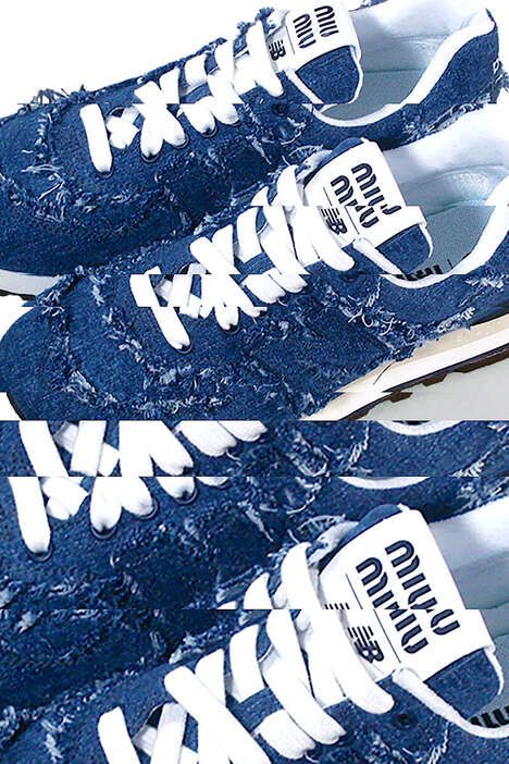 Fringed Blue Denim Sneakers
