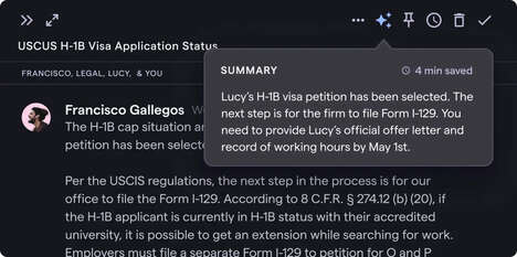 Summary-Producing Email Features