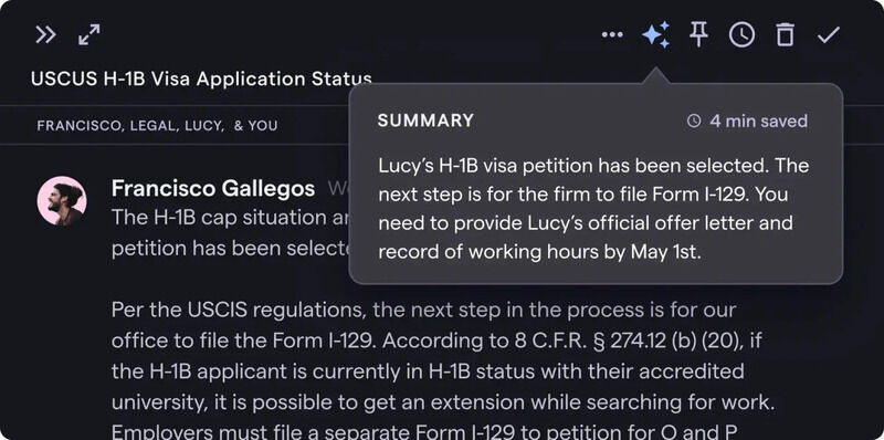 Summary-Producing Email Features