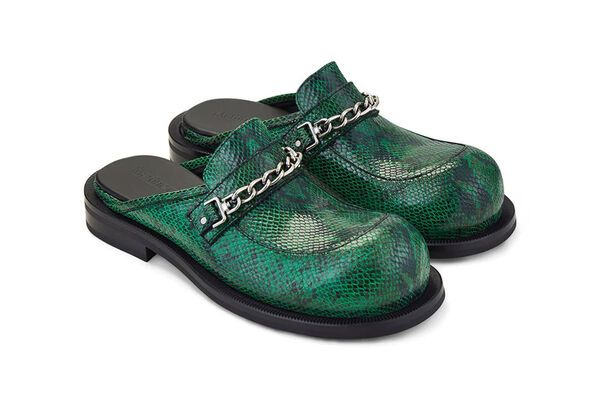 Martine Rose Chain Mule in Faux Green Snakeskin Release Info