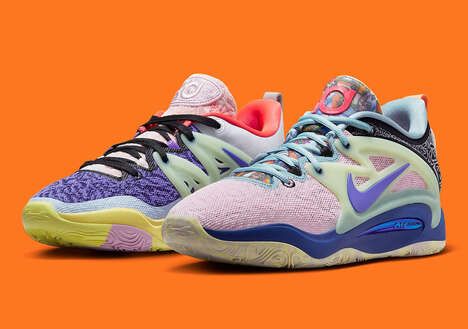 Multi-Colored Mismatched Basketball Sneakers