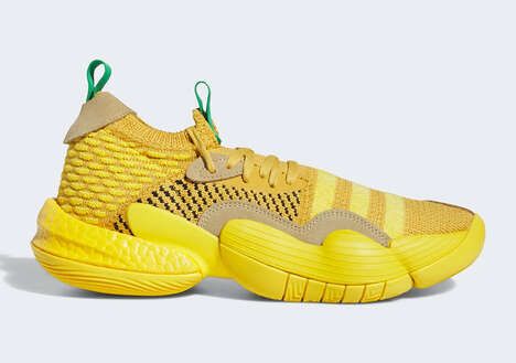 Yellow Knitted Basketball Sneakers
