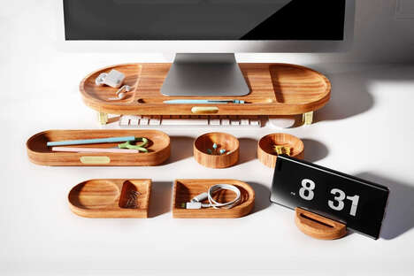 Carved Timber Workstation Organizers