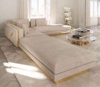 Oversized Polished Brass Sofas Image 2