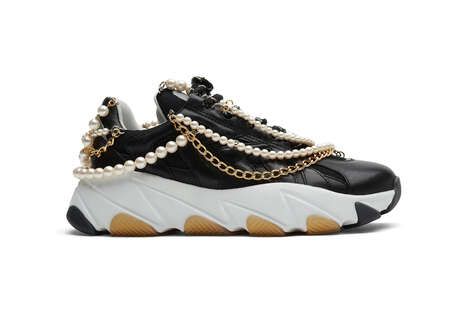 Pearl Necklace-Attached Sneakers