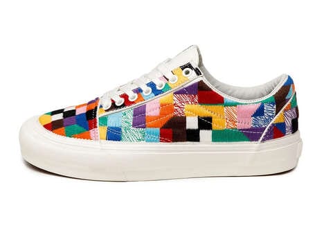 Colorful Checkerboard-Patterned Sneakers
