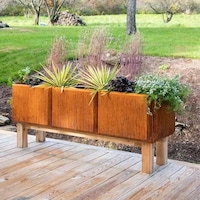 Rustic Metal Garden Planters Image 1