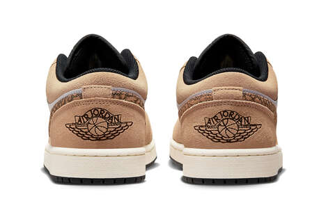Elephant-Printed Brown Sneakers