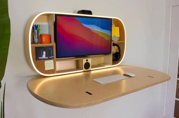 Folding desk online hidden monitor