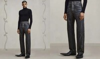 Denim-Resembling Painted Linen Pants Image 1