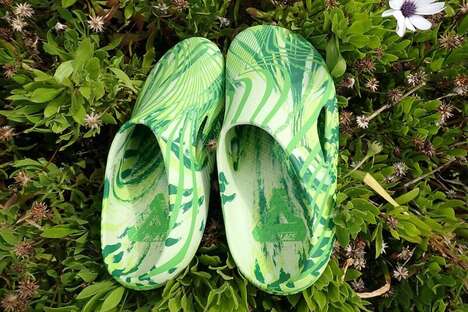 Vibrant Marbled Collaborative Clogs