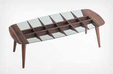 Herringbone-Inspired Wooden Tables