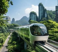 Harmonious Cityscape Monorails