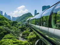 Harmonious Cityscape Monorails Image 4