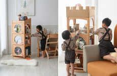 Toy Block-Inspired Wooden Bookshelves