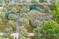 Campus-Based Cylindrical Glass Sculptures Image 1