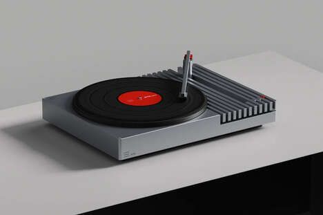Metallic Architectural Record Players