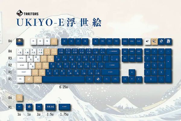 Japanese Artwork Keyboard Accessories : Traitors Keys UKIYO-E Keycap Set