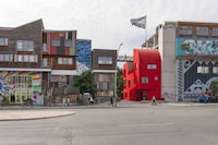 Bright Red Timber Buildings