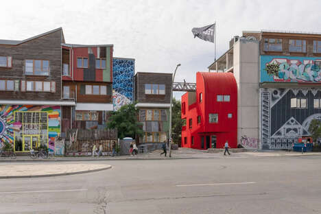 Bright Red Timber Buildings
