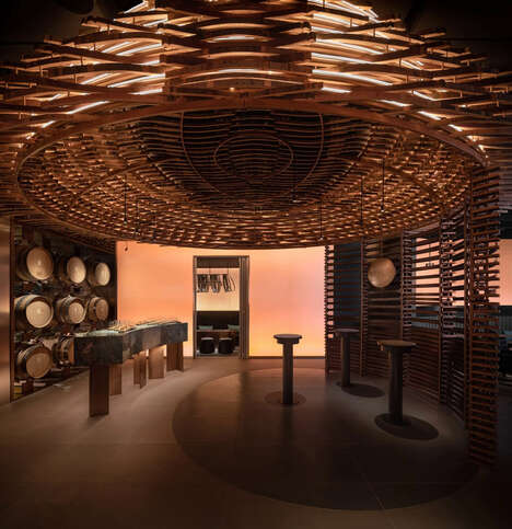 Whiskey Barrel-Decorated Bars