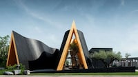 Gabled Blackened Wooden Cafes Image 2