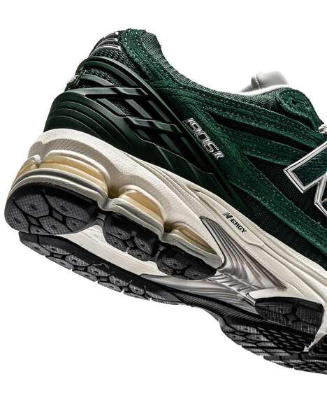 Textural Green Leather Sneakers