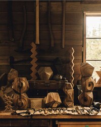 Geometric Wooden Art Sculptures Image 2