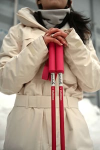 Vibrant Rhubarb Pink Ski Poles Image 1