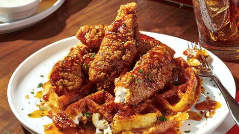 Chicken-Topped Macaroni Waffles