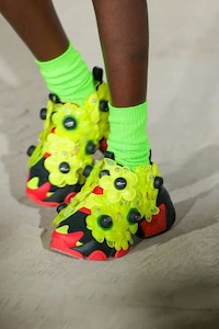 Floral Adorned Fluorescent Sneakers Image 1