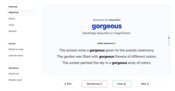 Vocabulary-Expanding Flashcard Tools