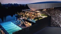 Rooftop Pool Football Stands Image 1