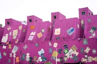 Large-Scale Pink-Fabric Art Installations Image 1